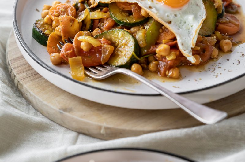 Indian Chickpeas with Fried Eggs