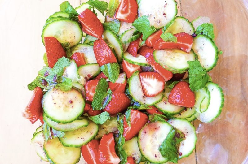 Cucumber & Strawberry Mint Salad
